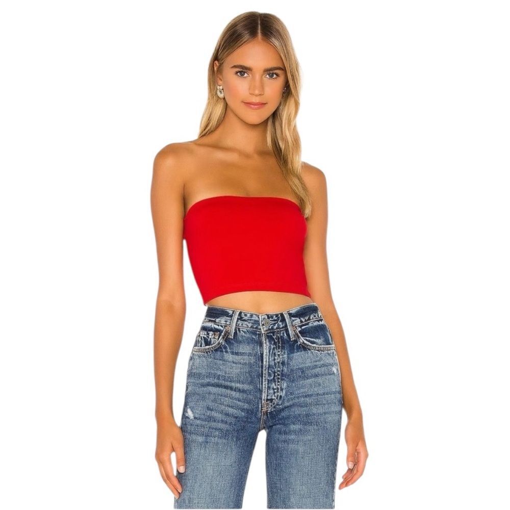 Susana Monaco Essential Crop Tube Top Berries Deep Red Size Large NEW $58 NWT